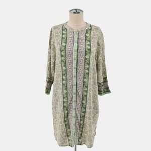 Sea Lustre Jet Setter Dress One Size Green Boho Floral Mini Tunic Cottagecore
